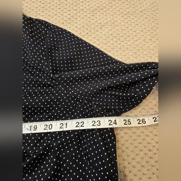 Lauren Ralph Lauren Womens 1x Button Up Shirt Long Sleeve Polka Dot Black White - Picture 3 of 7